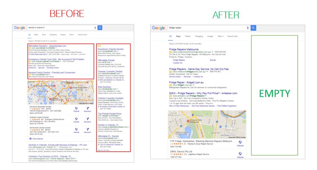 Google ads before and after